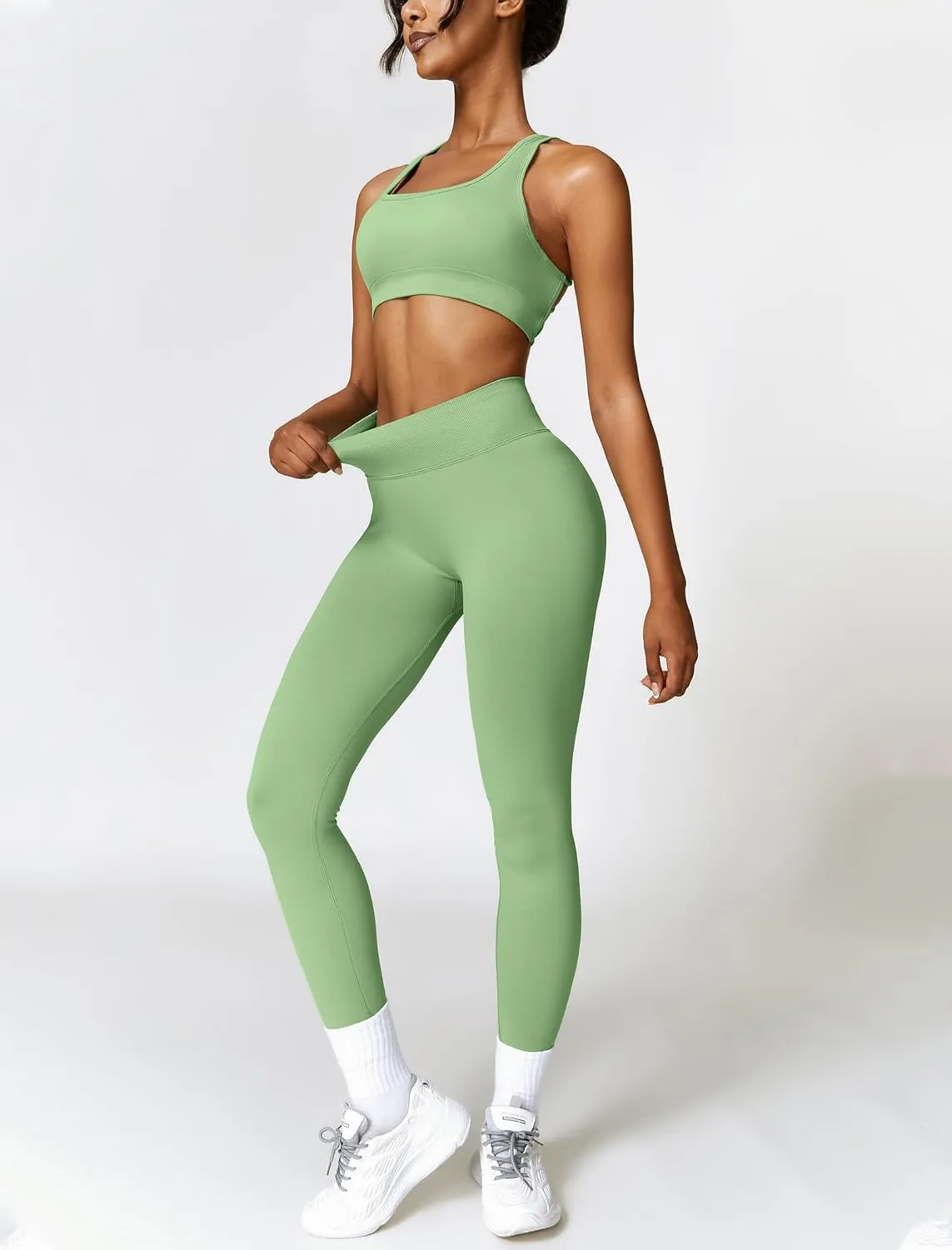 Workout Outfits for Women 2 Piece Sports Bra and High Waist Pants Leggings Women Seamless Yoga Set Gym Clothes Sets