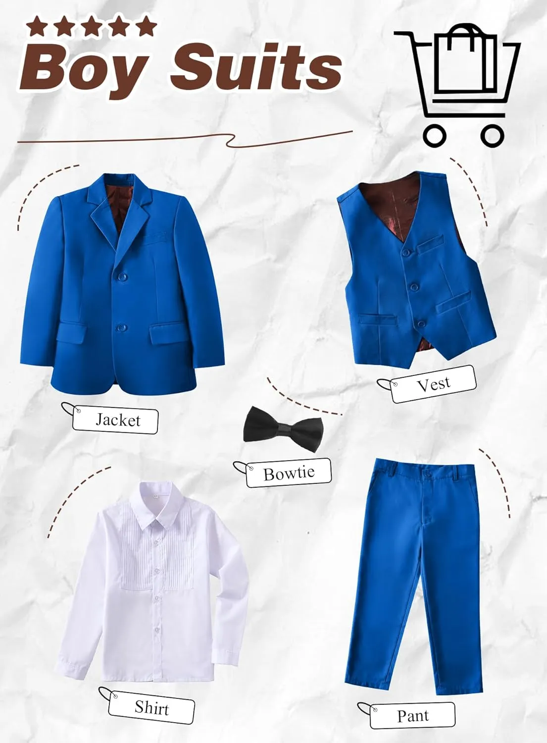 Yanlu Toddler Suits for Boys Formal Suit Ring Bearer Outfit Kids Dress Clothes for Wedding
