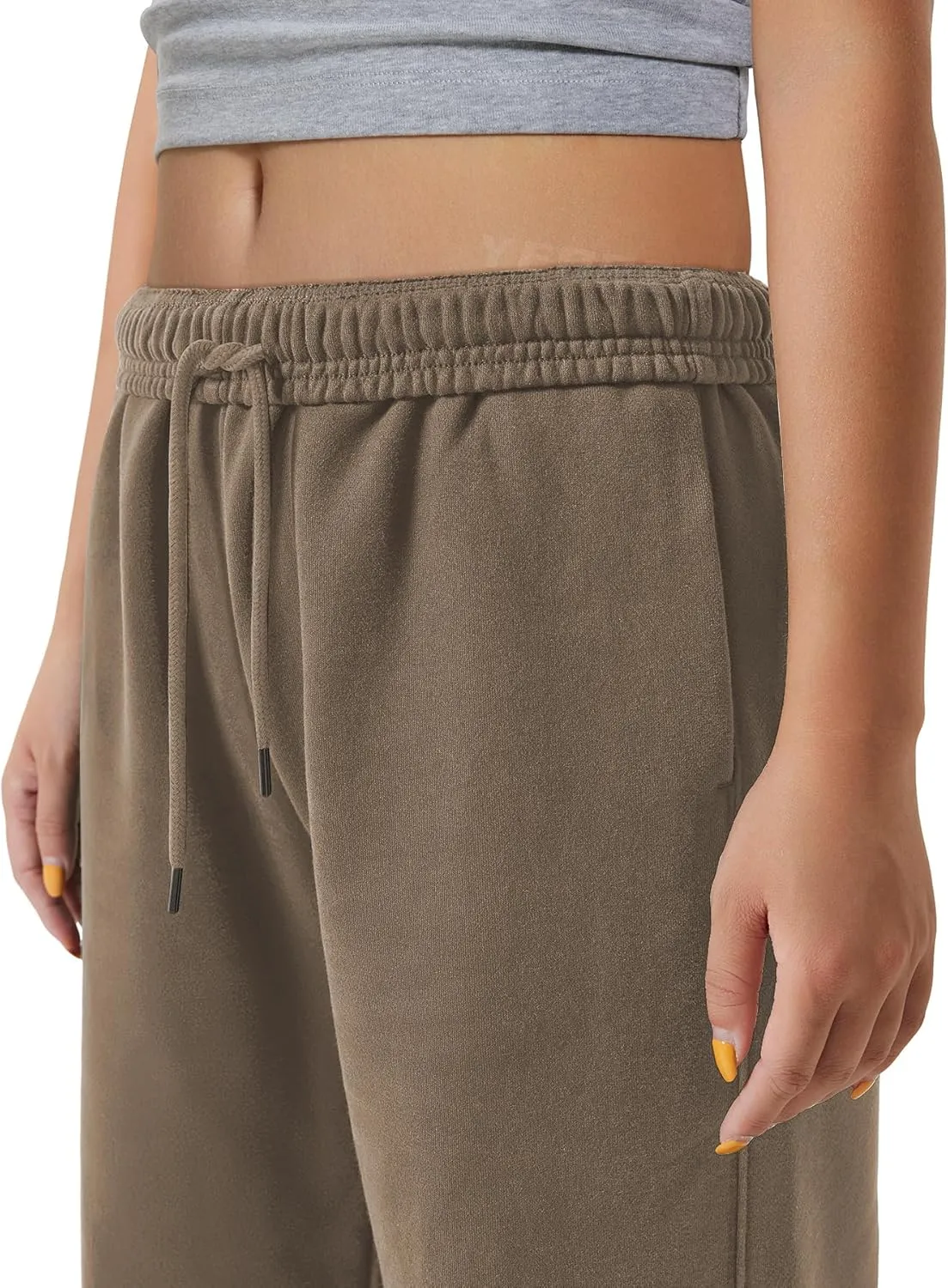YEOREO Women's Wide Leg Sweatpants Drawstring Baggy Sweatpants Penny Fleece Lined Lounge Pants with Pockets