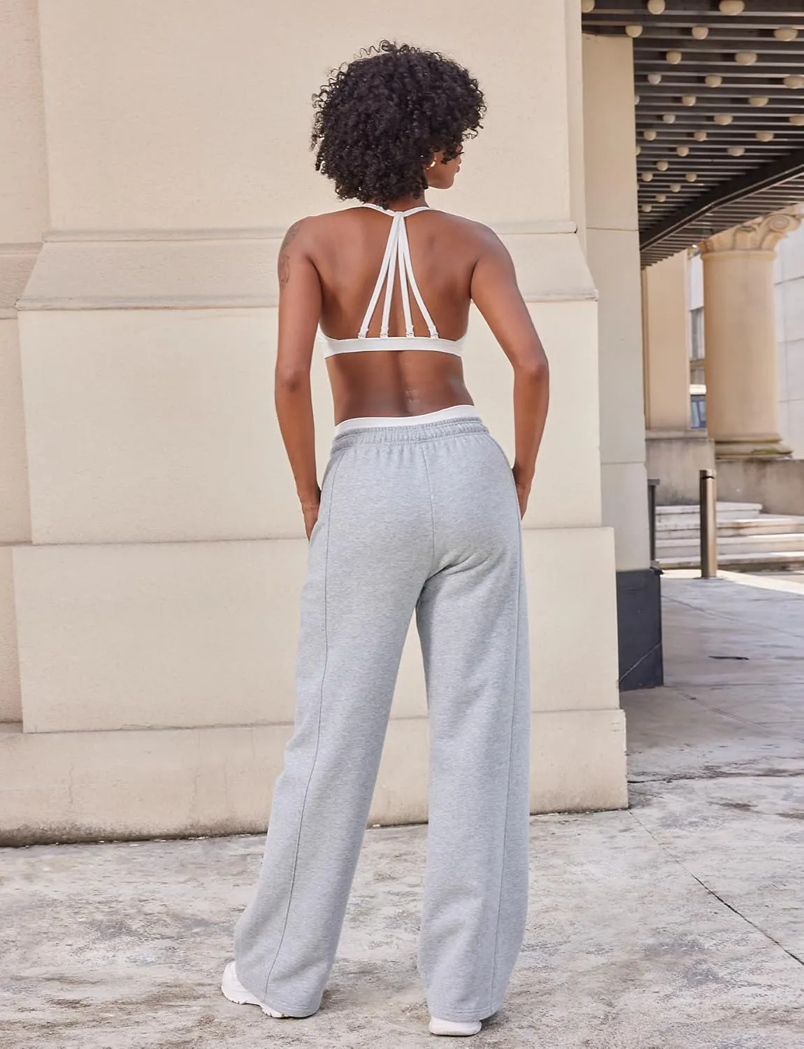 YEOREO Women's Wide Leg Sweatpants Drawstring Baggy Sweatpants Penny Fleece Lined Lounge Pants with Pockets