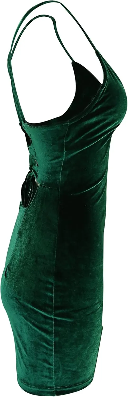 Zyyfly Doramode Women Sexy Club Dress Sleeveless Backless Velvet Mini Clothes Body Tight Dresses