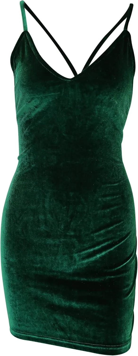 Zyyfly Doramode Women Sexy Club Dress Sleeveless Backless Velvet Mini Clothes Body Tight Dresses