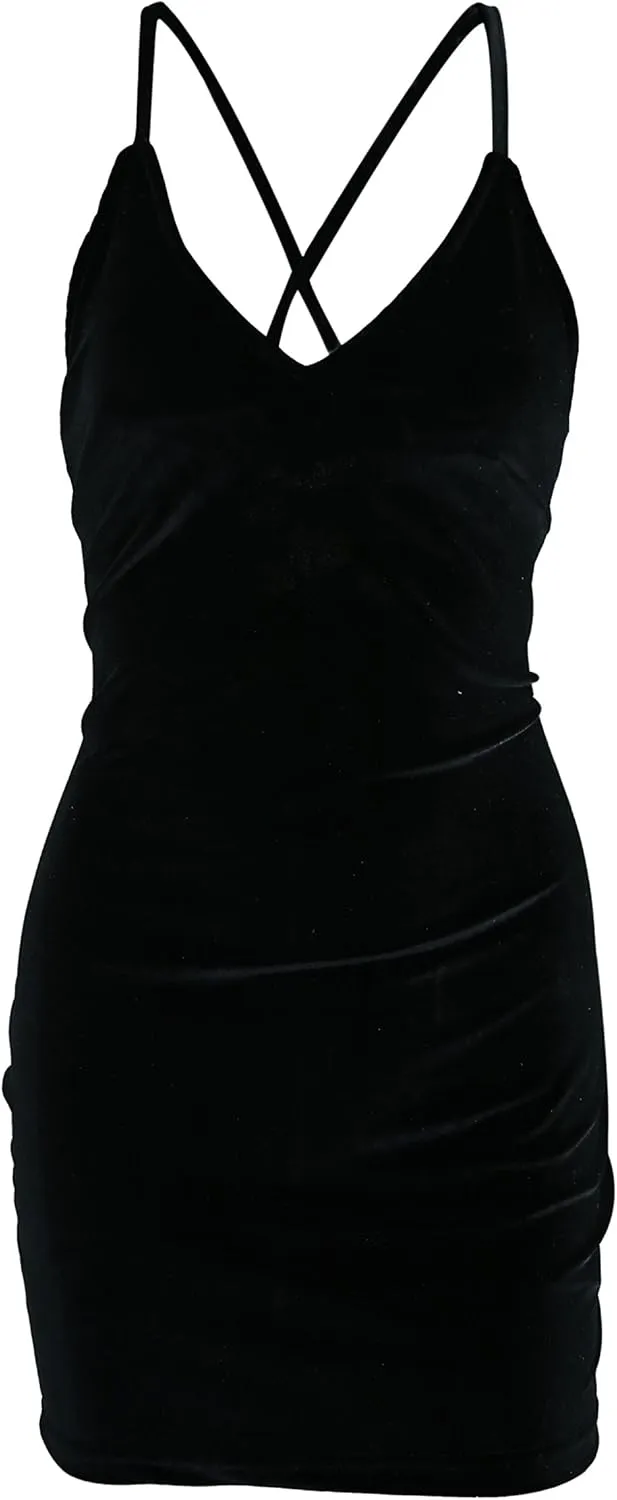 Zyyfly Doramode Women Sexy Club Dress Sleeveless Backless Velvet Mini Clothes Body Tight Dresses