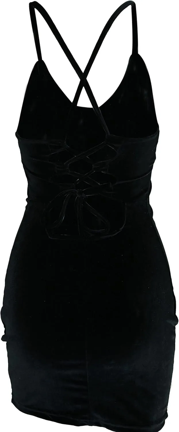 Zyyfly Doramode Women Sexy Club Dress Sleeveless Backless Velvet Mini Clothes Body Tight Dresses