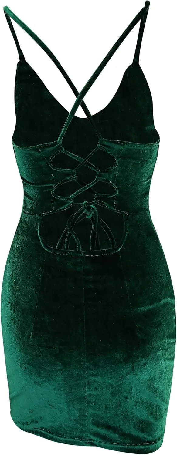 Zyyfly Doramode Women Sexy Club Dress Sleeveless Backless Velvet Mini Clothes Body Tight Dresses